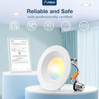 Amico 48 Pack 4 inch 5CCT LED Recessed Lighting, Dimmable, 8.5W=60W, 650LM, 2700K/3000K/4000K/5000K/6000K Selectable, Retrofit Can Lights with Baffle Trim, IC & Damp Rated - ETL & FCC Certified