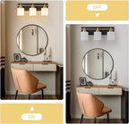 3 Light Modern Bathroom Light Fixtures Over Mirror, Black Gold Vanity Lights for Bathroom Wall Sconces with Milky White Glass Shades, E26 Socket (Bulbs Not Included)