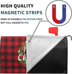 Kawani Merry Christmas Mailbox Cover - Magnetic Standard Size 21x18 Inch Winter Christmas Wreath Red Black Buffalo Plaid Xmas Holiday Wrap for Garden Yard Decor