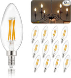 Depuley LED Light Bulbs E12: 12-Pack Candelabra Light Bulb 4W Candle Bulb Equivalent 40W - Edison Vintage Bulbs Soft White 2700K C35 Clear Bulb 500 LM 80+CRI Non-Dimmable