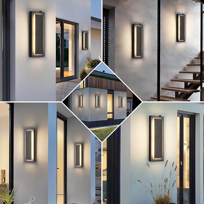 tewei LED Outdoor Wall Sconce Dusk to Dawn Outdoor Lighting, Modern Exterior Lighting Fixtures Matte Black LED Outdoor Wall Lights for House Front Porch, Warm White 3000K, 1 Pack