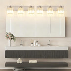 Aipsun Brushed Nickel Vanity Light Bathroom Lighting Fixtures 3 Light Crystal Modern Bathroom Vanity Light (Exclude Bulb)