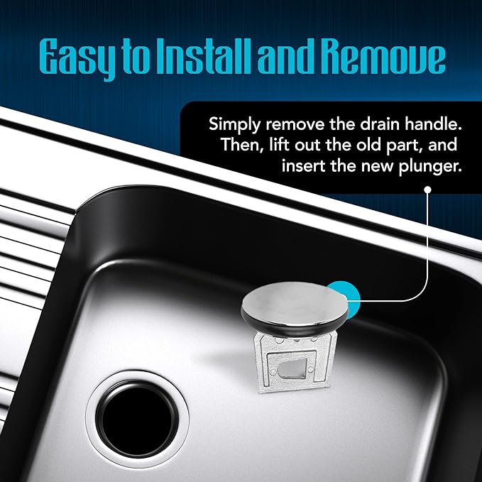 Twist Waste Drain Valve Plunger with O Ring, Valve Drain Stopper for 3-Tier Sink Twist Waste Drain, Must-Have Replacement Accessory for 3 Compartment Sink Repair.