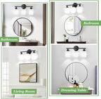 3-Light Black Bathroom Light Fixture with with Milky White Frosted Glass Shade, Matte Black Vantiy Lights for Bathoom Bedroom Living Room - E26 Base