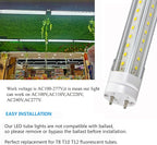 T8 5 Foot LED Tube Lights,45W 4500lm,White 6500K,G13 Bi-Pin Base,60 inches End to End,T12 Fluorescent Tubes Replacement,Ballast Bypass,Dual-Ended Power,Office,Shop,Pack of 10