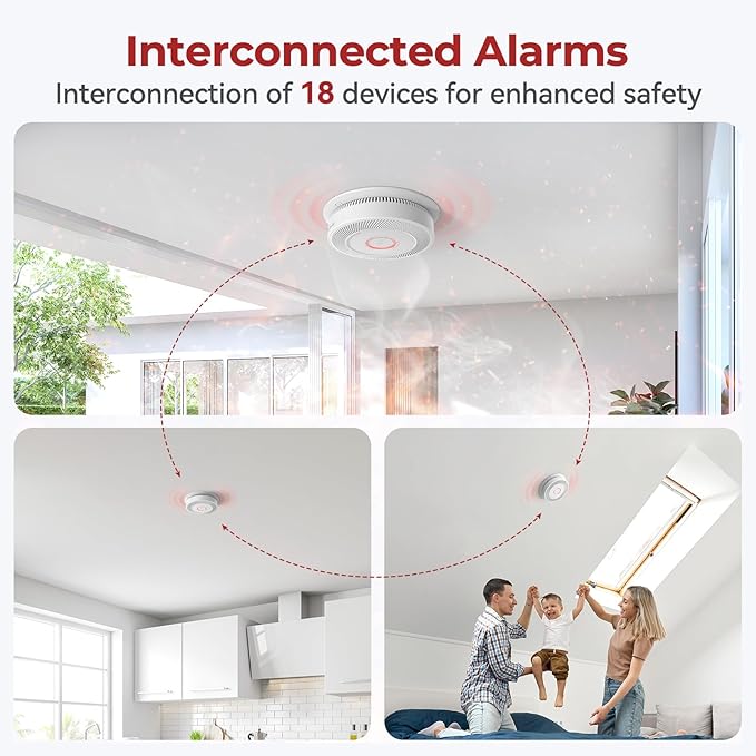 Hardwired Smoke and Carbon Monoxide Detector with Voice Alert,Wired Interconnected Smoke Alarm and Carbon Monoxide Detector Battery Backup,Fire Alarms and CO Detector for Home, 1-Pack