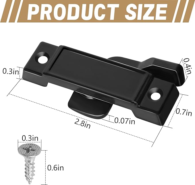 4 Pcs F2590 Windows Replacement Sash Lock-2-1/4'' Mounting Hole Centers Sash Lock with Screws-Black Sash Lock for Vertical Sliding Windows Double Hung Windows