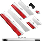 Drywall Skimming Blade Set, Upgraded Thickening 12", 22” & 32" Skimming Blades with Extension Handle,0.5mm&0.4mm Blades, Red