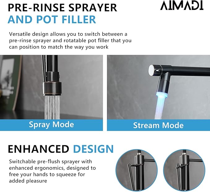 AIMADI Oil Rubbed Bronze Kitchen Faucet with Pull Down Sprayer,Commercial Single Handle Single Hole Stainless Steel Kitchen Sink Faucet for Farmhouse Camper Laundry Rv Bar