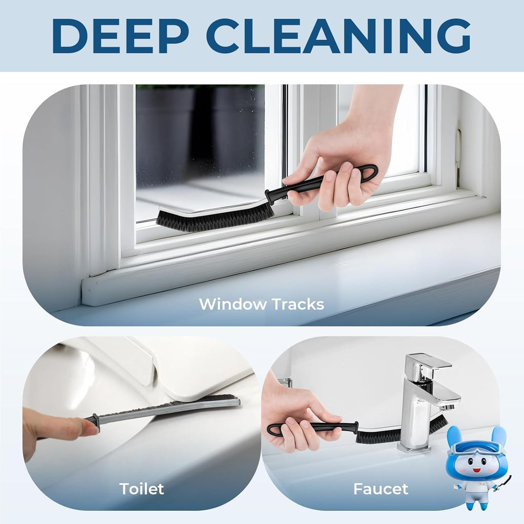 Crevice Cleaning Brushes, Scrub Brush for Hard to Reach Small Space, Home Essentials, Cleaning Supplies, Cleaning Tools for Household Use, Bathroom, Shower, Kitchen, Window, Toilet (3, Black)