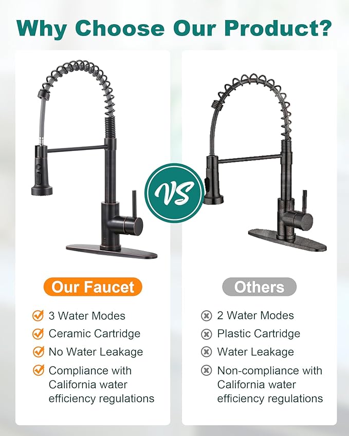 ARCORA Kitchen Faucets with Soap Dispenser: Oil Rubbed Bronze Kitchen Faucets with Pull Down Sprayer - Stainless Steel Single Handle Kitchen Sink Faucets with Deck Plate for Farmhouse RV Laundry