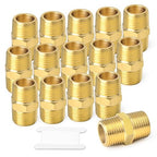 TAISHER 15PCS Brass Pipe Fitting, Reducer Adapter, Hex Nipple, 1/4-Inch Male Pipe x 1/4-Inch Male Pipe
