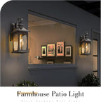 zeyu Outdoor Porch Light Wall Light Fixture, 15 Inch Exterior Wall Lighting for House, Die-Cast Aluminum with Seeded Glass, Black Finish, ZD100B BK