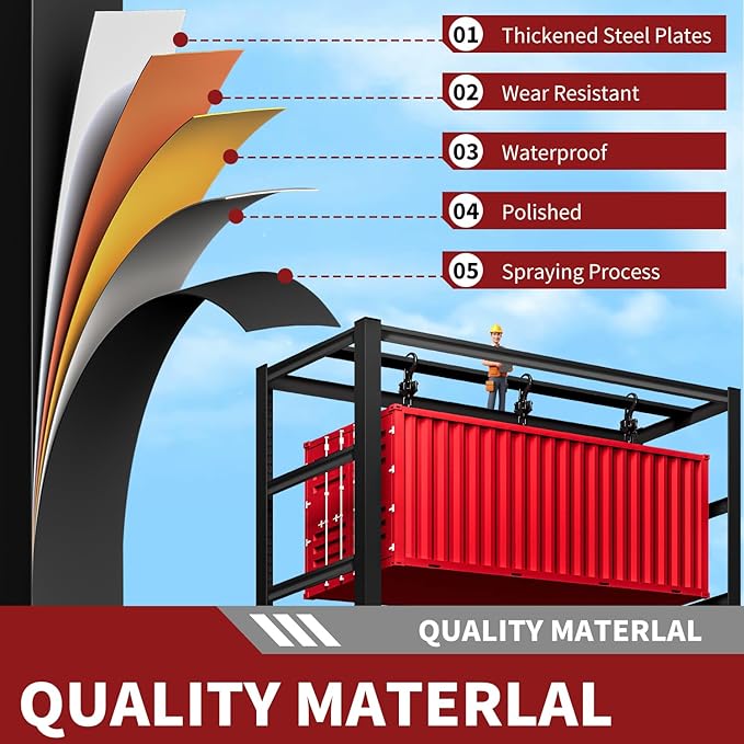 Shelving Units and Storage, 3000LBS Garage Storage Shelves, 5 Tier Shelving Unit, Steel Industrial Shelving, Adjustable Standing Shelf for Garage, Pantry, Closet 72" H x 47" W x 20" D, Black