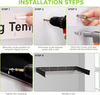 Wall Mounted Laundry Drying Rack, Retractable Clothes Drying Rack for Bathroom with Wall Template, 5 Stainless Rods Heaving 60 lb Capacity (Black, 40")