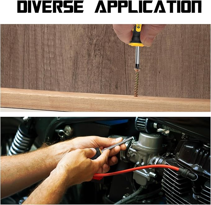 16pcs Magnetic Screwdriver Set, Chrome Vanadium Steel,Polished Finish,5 Phillips and 4 Flat Head Tips, Includes Pick & Hook Tools, for Mechanics, Construction, Carpentry