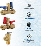 MEASUREMAN Tankless Water Heater Service Valve Kit, 3/4" IPS Forged Brass Isolator Valves with Pressure Relief, Heavy-Duty Lead-Free Brass