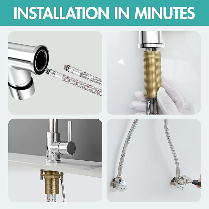 AIMADI Chrome Kitchen Faucet with Pull Down Sprayer,Dual Spout Design Modern Stainless Steel High Arc Kitchen Sink Faucet for Farmhouse Camper Laundry Rv Bar