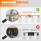 DLLT 4-Light Bathroom Light Fixtures: Nickel Modern Vanity Lights with E26 Bulbs - Milky White Glass Shade Bathroom Wall Lamp for Mirror Kitchen Living Room Hallway Cabinet Porch