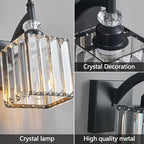 Modern Wall Sconces Set of Two Black Wall Sconces Indoor Wall Lamp Crystal Wall Light Wall Mounted Room Sconce Wall Lighting Bathroom Vanity Light Fixtures