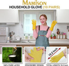 MAMISON 10 Pack Simple and Short Hands Gloves, Reusable Non-Slip Rubber Gloves Large Size