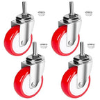 Stainless Steel Caster Wheels 4 inch, 3/8"-16x1 Threaded Stem Swivel Casters Set of 4, Non-Marking Silent Polyurethane PU Wheels for Furnitures,Restaurants,Labs,Hospital