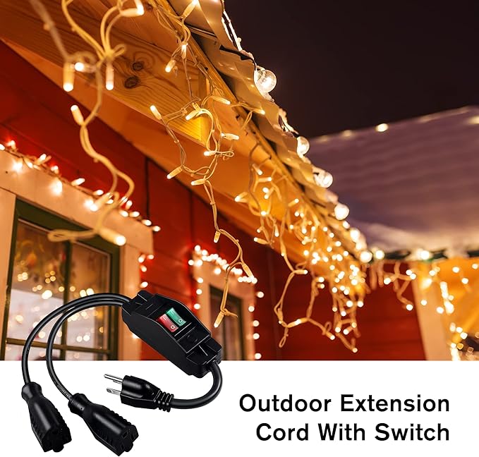 2 Way Extension Cord with On/Off Switch 3 Prong Outdoor Extension Cord Splitter, Heavy Duty Extension Cord with SJTW 14AWG 15A/125V and 18AWG 10A/125V(6 Ft, Black)