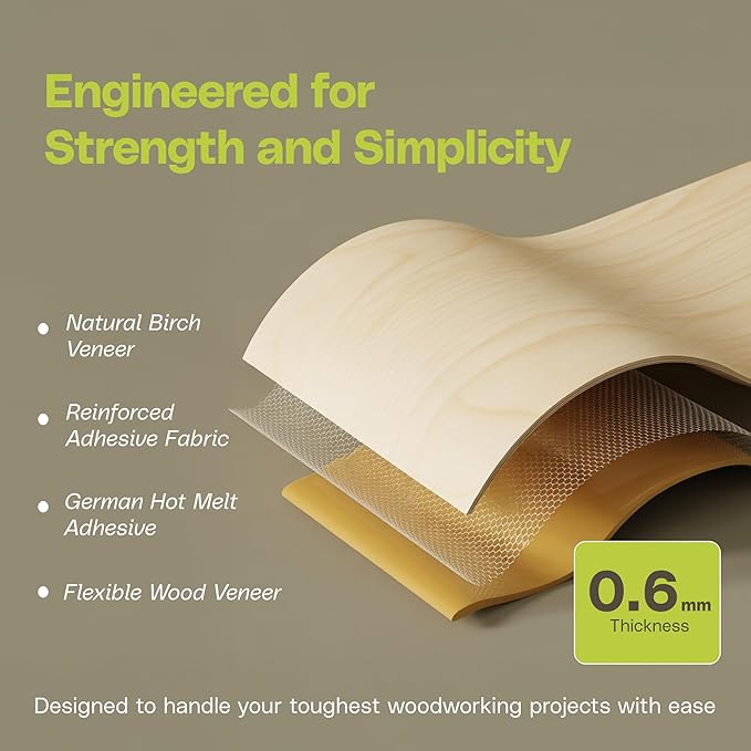 Edge Supply Birch 3/4 in x 250 ft Roll – Pre-Glued Iron On Wood Veneer Tape – Wood Veneer Edge Banding Tape with Hot Melt Adhesive, Smooth Sanded Finish Ideal for Furniture & DIY, Made in USA