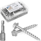 Upgrade SD Connector Screws, #9 x 1-1/2" Heavy-Duty Joist Hanger Screws, 500-Hour Salt Spray Rust Prevention Grade, 1/4" Hex Head with 0.370"-Dia, Replace 10D Nails and Simpson SD9112R100, 200-QTY