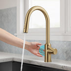 Kraus Oletto Kitchen Faucets Touchless Sensor Single Handle Pull-Down Sprayer in Brushed Brass, KSF-2830BB