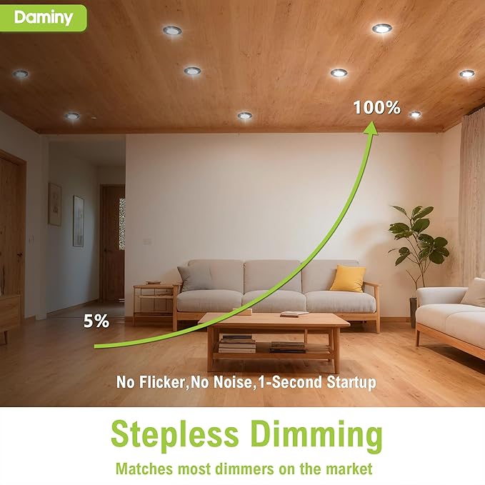 DAMINY 24 Pack 6 Inch Black LED Recessed Lighting with Junction Box,5CCT,Ultra-Thin Recessed Light,10W 1100lm, Dimmable Canless Wafer Ceiling Light, High Brightness - ETL