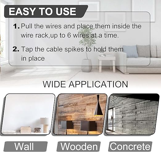 100Pcs Cable Stackers, White Cable Staples Clips with Steel Nails, Electrical Wire stackers, Insulated Cord Staples Multi Cable Wire Clips for Suitable Most Cables