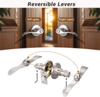 Knobonly 5 Pack Satin Nickel Privacy Door Levers Interior Door Handles for Bedroom and Bathroom Door Knobs Keyless Privacy Door Handles with Lock, Zinc Alloy Reversible for Right/Left
