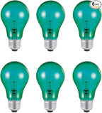 Westinghouse Lighting 0344420 25 Watt A19 Transparent Green Color Light Bulb, Incandescent Party Bulb, Medium Base, 6 Pack