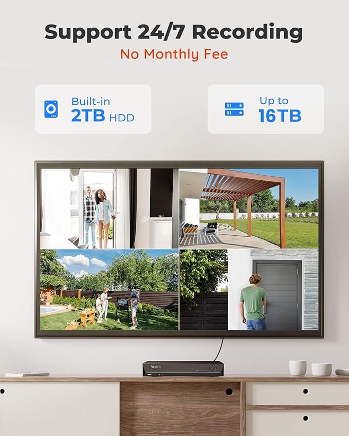 Reolink 4K Security Camera System with PT Auto-Tracking, 355°Pan 50°Tilt, 4K PoE Cameras Home Surveillance Wired Outdoor, Smart AI Detection, Spotlights & 2-Way Talk, 8CH NVR 2TB HDD, RLK8-800PT4