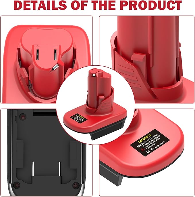 Battery Adapter for Milwaukee 12V M12, for DeWalt 20V & for Milwaukee M18 18V Lithium Battery Convert to for Milwaukee M12 12V Battery, for Milwaukee M12 12V Power Tool