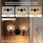 ANDY STAR 2 Light Bathroom Vanity Light, Matte Black Bathroom Light Fixtures, Modern Wall Sconce with Clear Globe Glass Shade, Farmhouse Wall Lamp for Bathroom, Living Room, Hallway, Cabinet, Porch