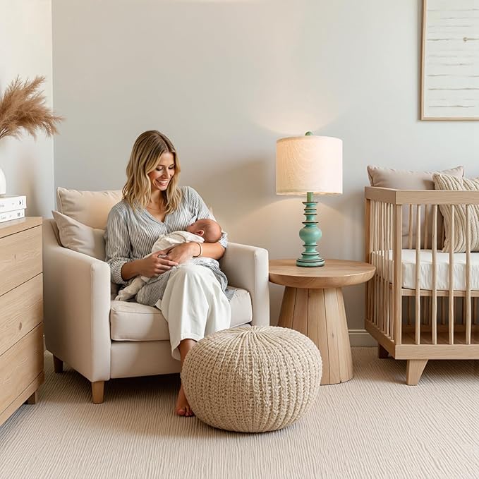 BOBOMOMO 20" Distressed Teal Bedside Lamps Set of 2, Hand-Painted Vintage Resin Lamps with Linen Shades, Cottage Farmhouse Lamp for Living Room, Bedroom, and Hallway, Space-Saving Accent Lamps