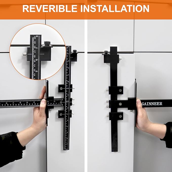 Cabinet Hardware Jig Tool - Adjustable Drill Template for Handles & Pulls on Drawers/Doors | All Aluminum Alloy with Center Punch & Carrying Bag