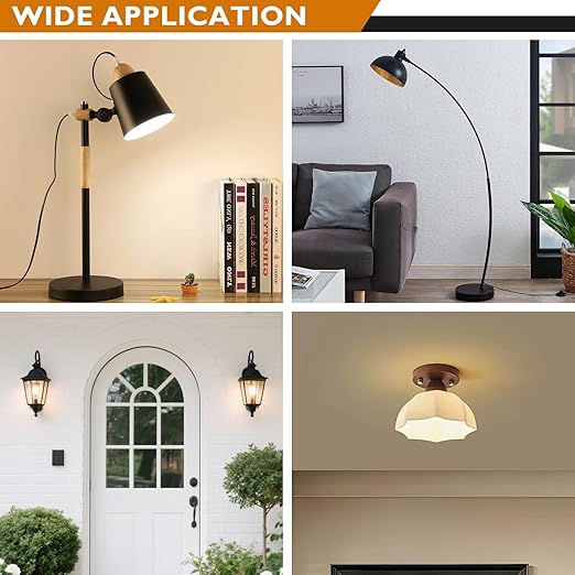 UL Listed Porcelain E26 Lamp Socket with 6'' Wire Lead, High Temp Resistant, Rotary Knob ON/Off Switch with 2 Wire Connectors Nuts for DIY Table Lamp,Pendant Light Replacement (2)