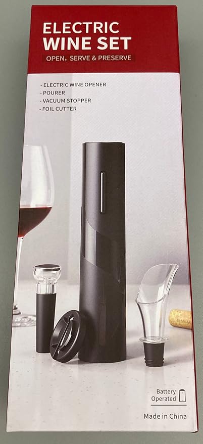 AIKARO - Electric Wine Bottle Opener Automatic Electronic Corkscrew, Battery Operated (Set)