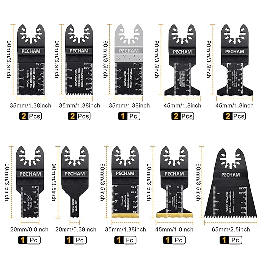 PECHAM 104 Pcs Oscillating Multi Tool Blade, Wood Metal Cutting and Sandpaper Oscillating Tool Accessories with Titanium Quick Tooth Japanese Tooth Multitool Blade Fit More Oscillating Tools