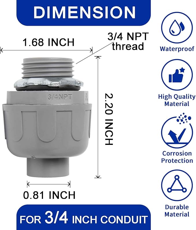 (3/4" Conduit Coupling 20 Pack) Yariwiz 3/4 Plastic Liquid Tight Conduit Coupling