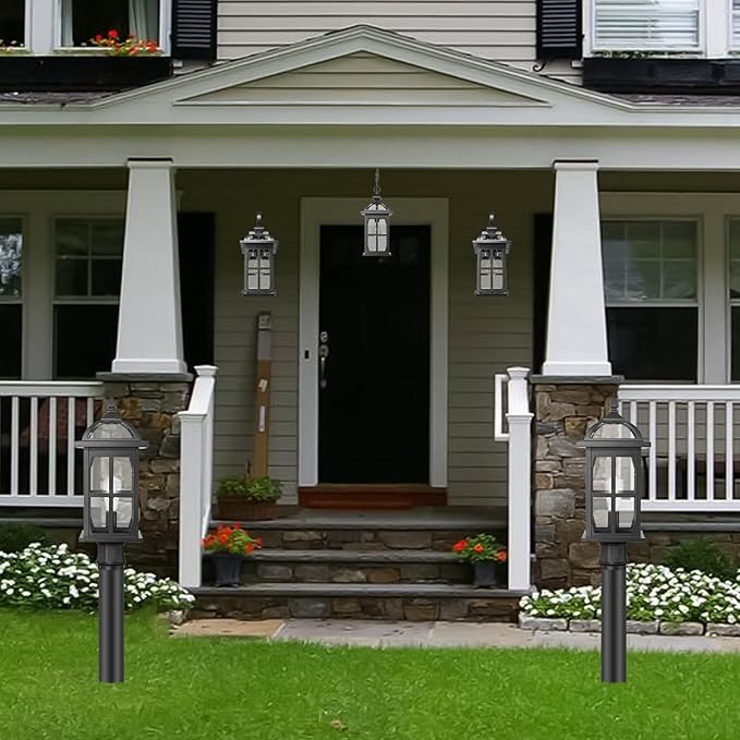Darkaway Large Outdoor Post Lights Lamp Posts Outdoor Lighting, 21.7inch Waterproof Aluminum Post Lights Exterior Light Fixtures with Glass,Overside Fence Pole Lights for Porch Yard Patio Garage