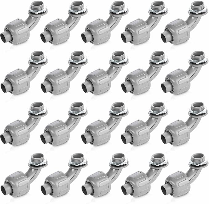 (20 Pack) Yariwiz 1/2 Plastic Liquid Tight Conduit 90 Degree Elbow