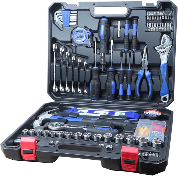 jar-owl Home Tool Kit Tool Set 146 Pieces Metric Household Hand Tool Kit，Auto Repair Tool Set with Portable Toolbox for Homeowner, Diyer, Handyman