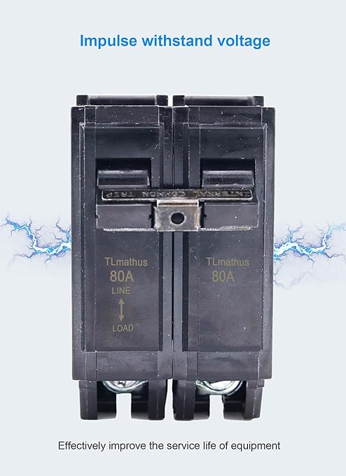 80 amp 2 Pole Breaker Plug-in Mount Type THQL Feeder Molded Case Circuit Breaker 120/240V AC, Compatible with GE Thick Series and Q-Line Series Load Centers