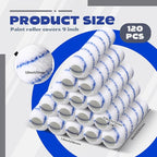 Leumoi 120 Pcs Paint Roller Covers, 1/2 Nap 9" Roller Covers, High Capacity Microfiber Naps for Wall Paint Kit Home Repair Tools Painting Supplies (Blue)