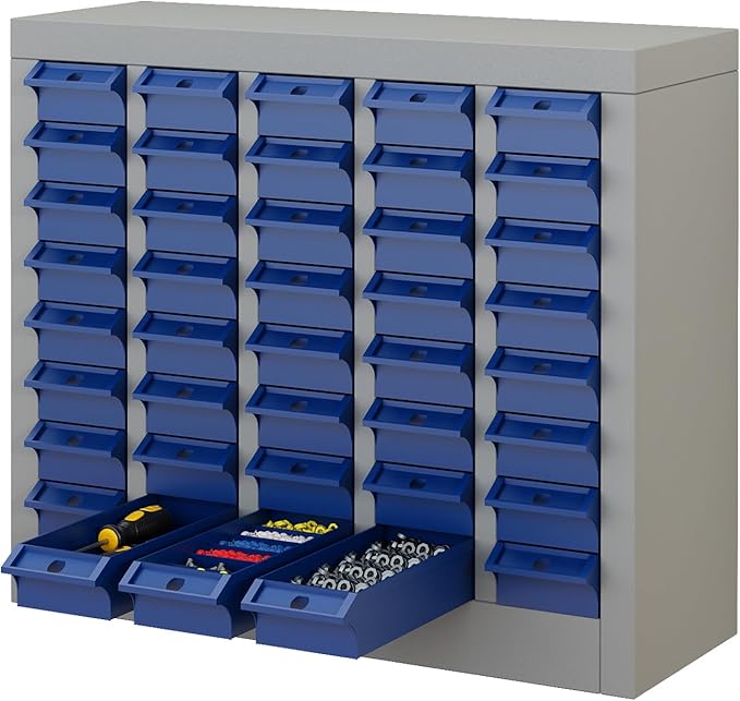 40-Drawer Parts Storage Cabinet – Multi-Purpose Organizer for Screws, Bolts, Nails, Craft Supplies, Legos, Makeup & Tools – Compact Plastic Drawer Unit for Garage, Workshop, Classroom & Home