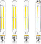 8.9IN LED Light Bulbs E26 Base, 6W 800LM 5000K Daylight White T10 T9 Vintage Edison Bulbs Dimmable, AC 120V Equal 80 Watt Clear Glass Long Tubular Filament Bulb, UL Listed - 4Pack